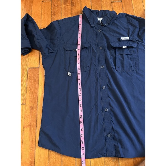 Columbia Men Omni Shade Bahama II Long Sleeve Shirt size Large Blue Navy Vented - Picture 5 of 9